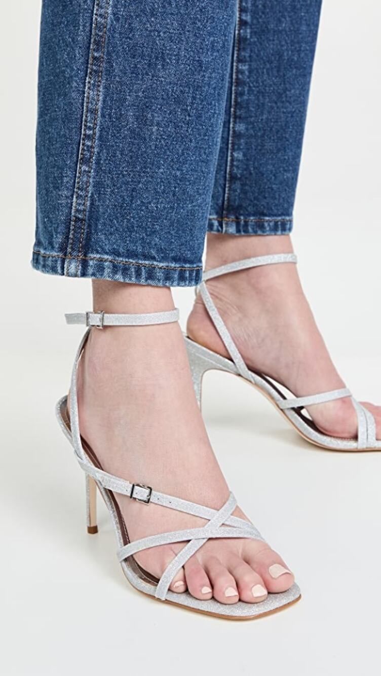 Aster Azores Strappy Formal Sandals - Buckle Glitter Silver Heeled